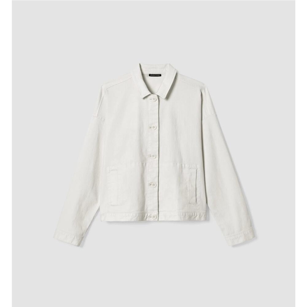 Eileen Fisher Undyed Organic Cotton Denim Jacket White Size Large - Picture 2 of 9
